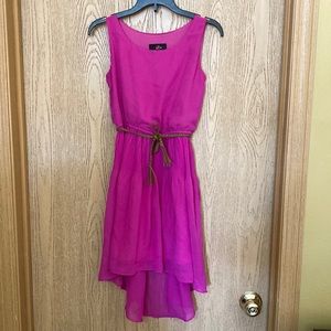 Iz Byer Girl Flowy pink high low dress.
